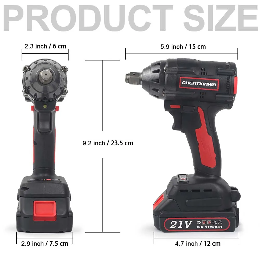 1000Nm 1/2" Cordless Electric Impact Wrench Drill Gun Ratchet Driver 1/2Battery