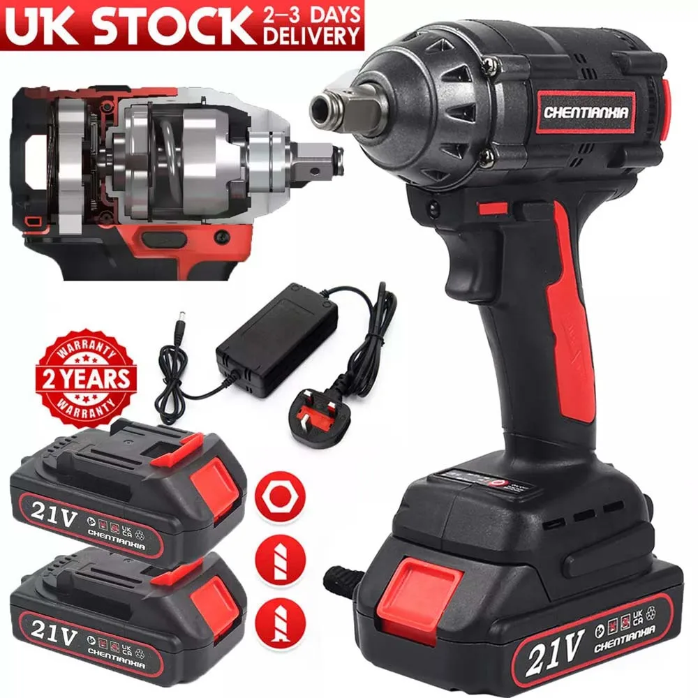 1000Nm 1/2" Cordless Electric Impact Wrench Drill Gun Ratchet Driver 1/2Battery