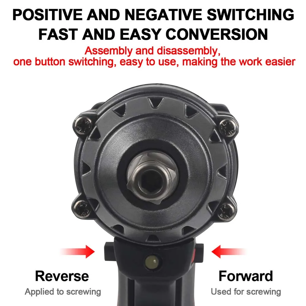 1000Nm 1/2" Cordless Electric Impact Wrench Drill Gun Ratchet Driver 1/2Battery