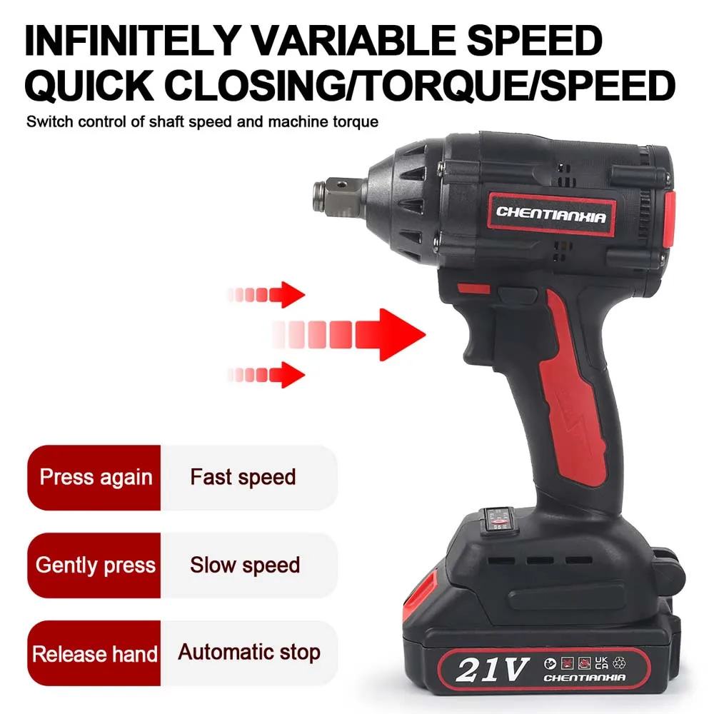 1000Nm 1/2" Cordless Electric Impact Wrench Drill Gun Ratchet Driver 1/2Battery