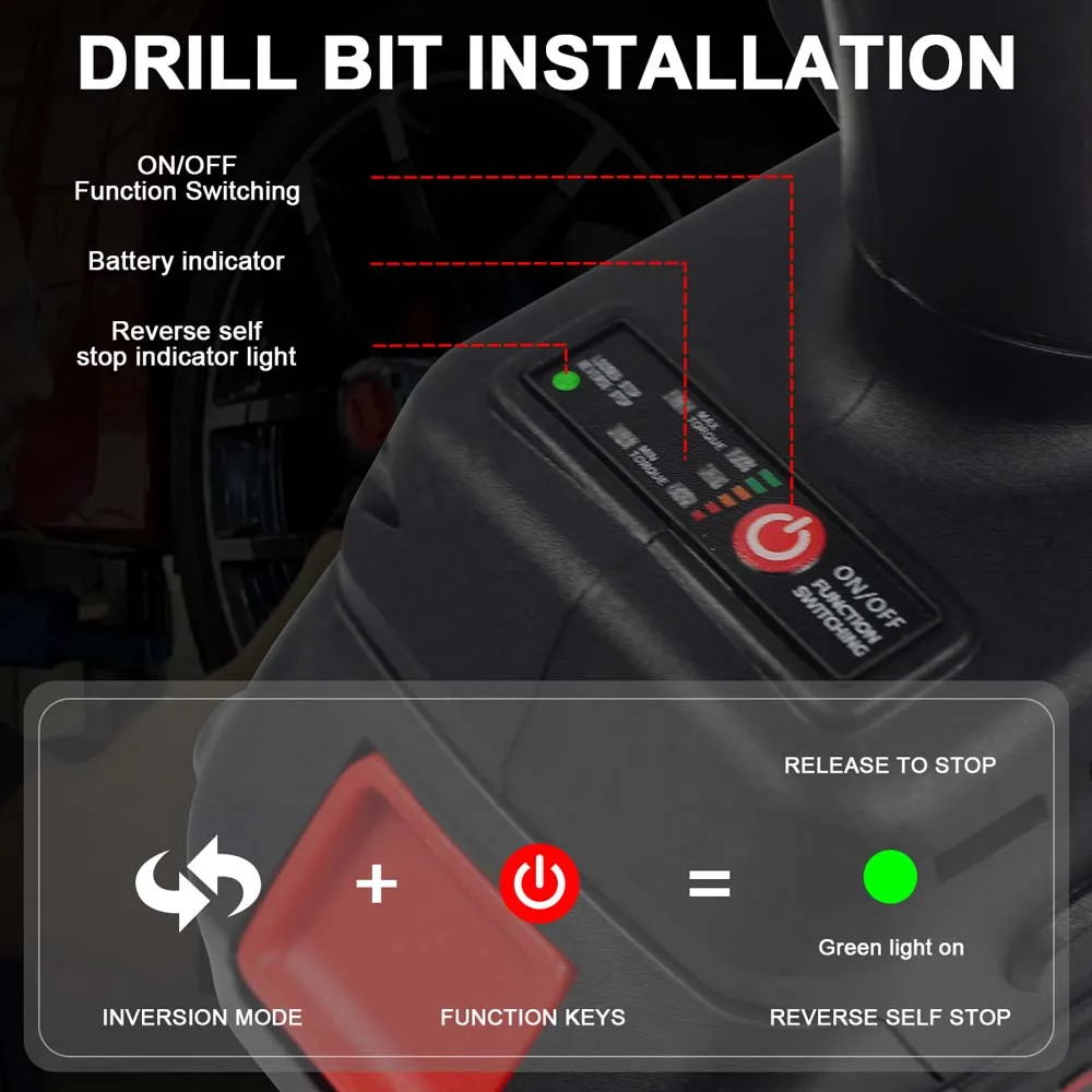 1000Nm 1/2" Cordless Electric Impact Wrench Drill Gun Ratchet Driver 1/2Battery