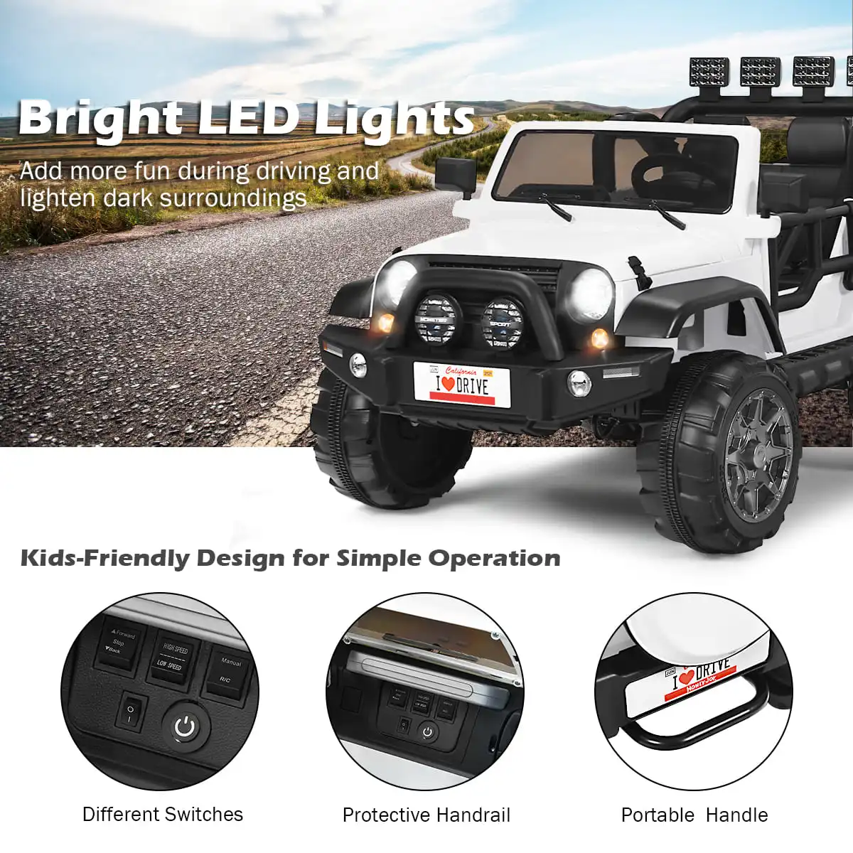 DORTALA 12V Kids Electric Ride On Car 2-Seater Battery Powered Truck