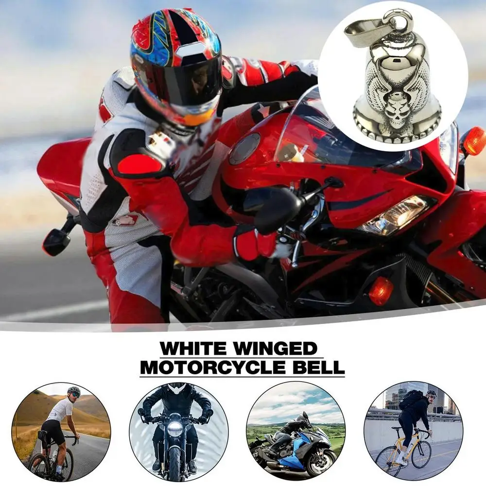 Punk Style Angel Wings Love Bell Pendant Motorcycle Motorcycle Riding Amulet Pendant Rock Party Good Luck Riding Bell Biker Bell