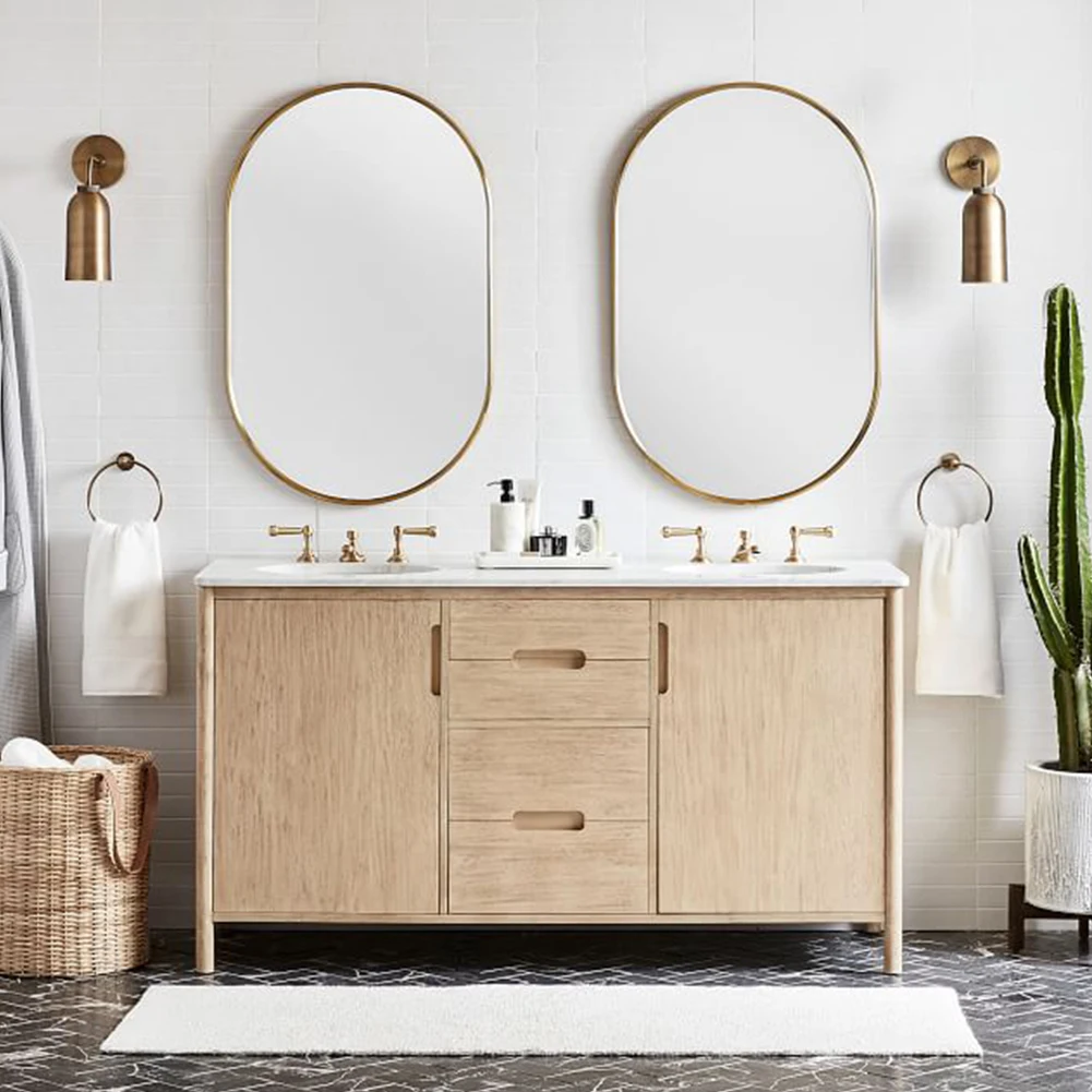 【Lifeideas】Gold 70cm Oval Bathroom Vanity Mirror Wall Mirror