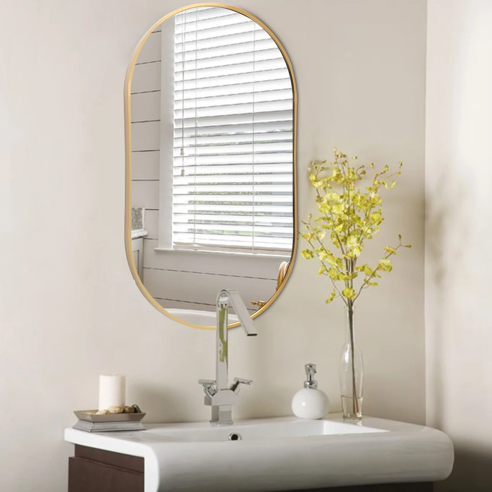 【Lifeideas】Gold 70cm Oval Bathroom Vanity Mirror Wall Mirror