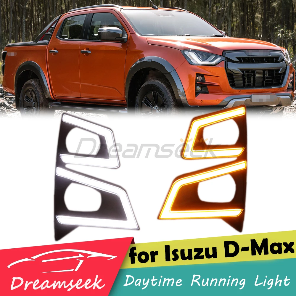 LED DRL Daytime Running Light For Isuzu D-max Dmax 2019-2022 Front Fog Lamp w/ Sequential Dynamic Turn Signal Auto Accessories