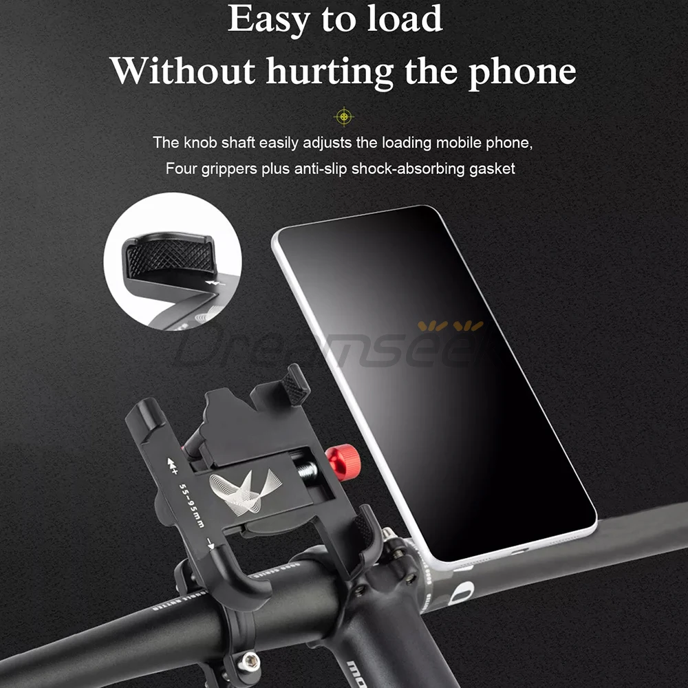 Bicycle Motorcycle Handlebar 360 Degrees Cell Phone Holder Mount Bike GPS Bracket Clip Stand Universal Anti-shake Aluminum Alloy