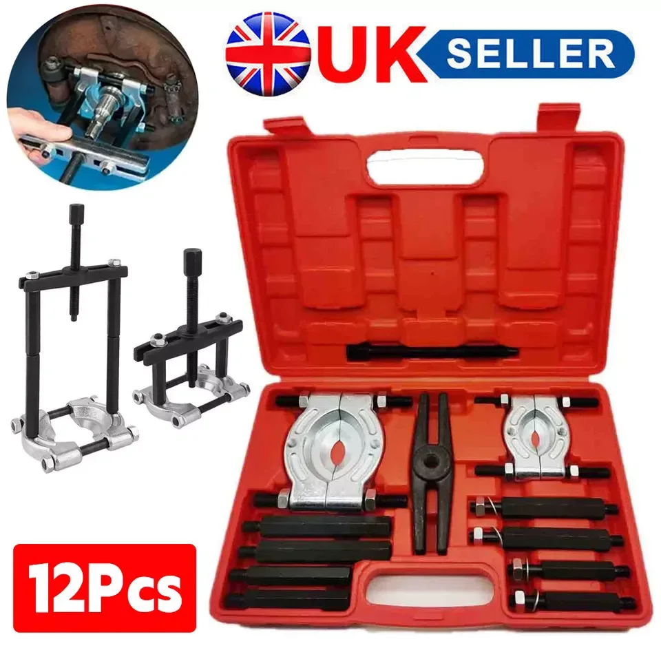 12 IN 1 Gear Bearing Splitter Fly Wheel Seperator Puller Set Kit with Red Case