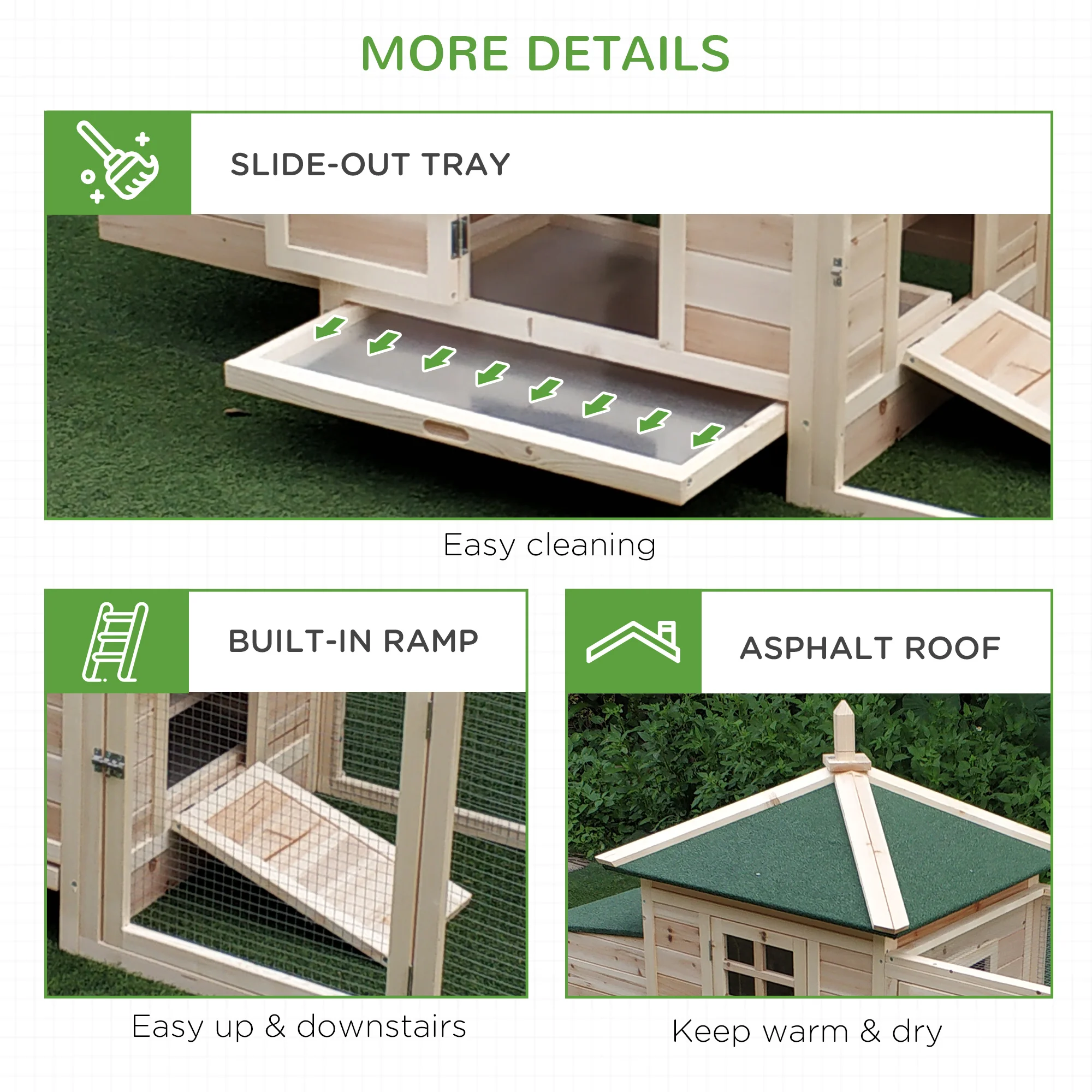 PawHut Chicken Coop with Chicken Run, Outdoor Hen House Poultry Cage with Nesting Box, Openable Top, 196 x 76 x 97cm
