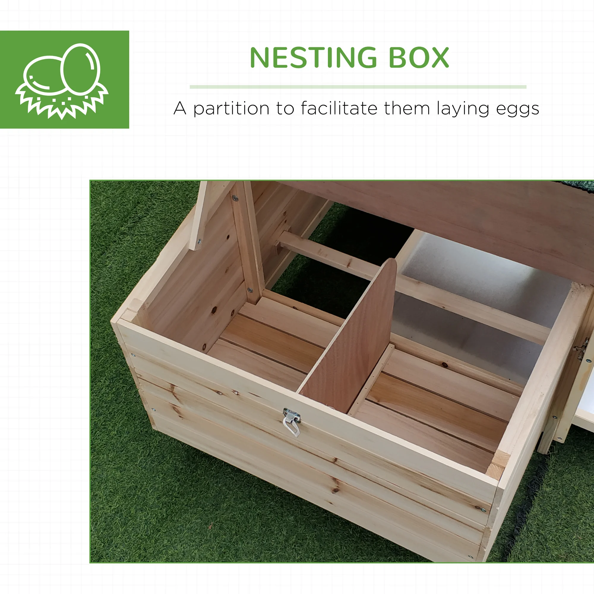 PawHut Chicken Coop with Chicken Run, Outdoor Hen House Poultry Cage with Nesting Box, Openable Top, 196 x 76 x 97cm