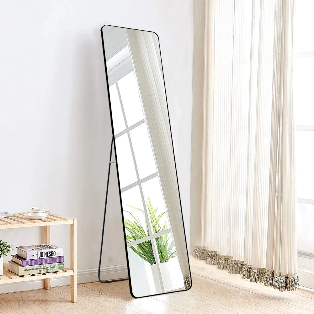 【Lifeideas】Black 150/160cm Modern Arched Wall Freestanding Floor Mirror