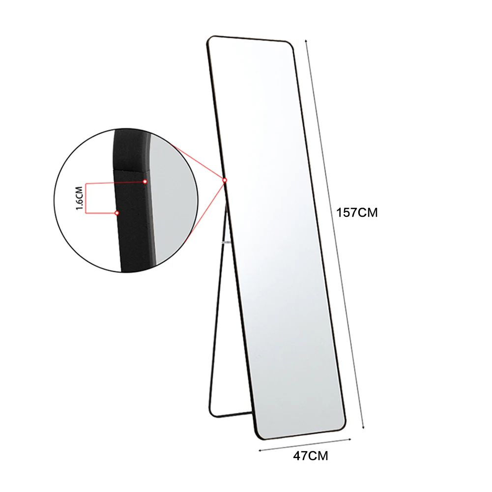 【Lifeideas】Black 150/160cm Modern Arched Wall Freestanding Floor Mirror