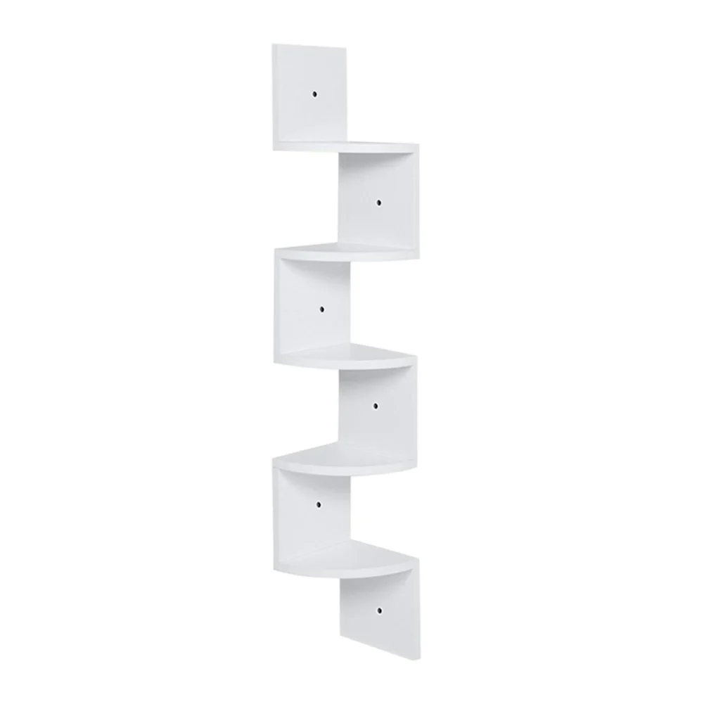 Voltsify Wooden Zigzag Floating Corner Shelves Multi-Tier White