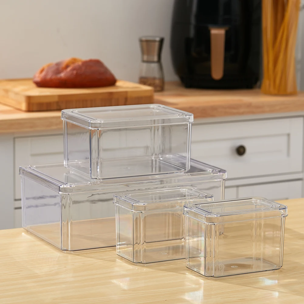 【Lifeideas】4Pcs Transparent Refrigerator Storage Organizer Boxes Set