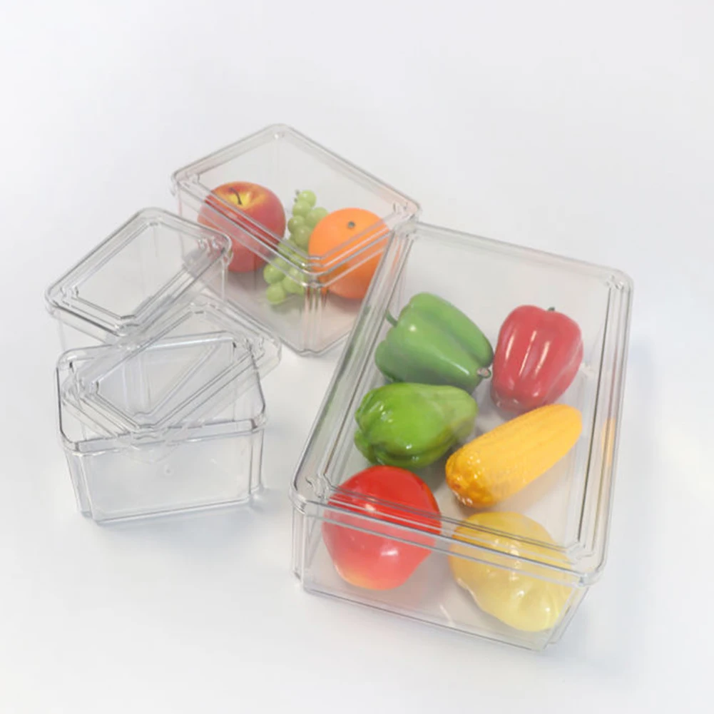 【Lifeideas】4Pcs Transparent Refrigerator Storage Organizer Boxes Set