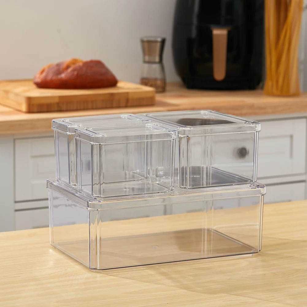 【Lifeideas】4Pcs Transparent Refrigerator Storage Organizer Boxes Set