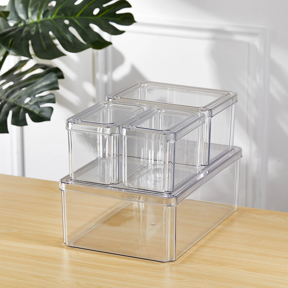 【Lifeideas】4Pcs Transparent Refrigerator Storage Organizer Boxes Set