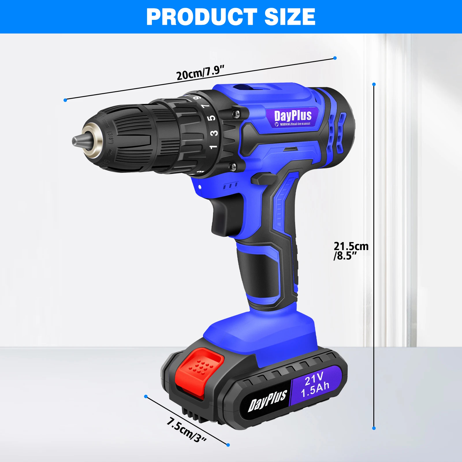 21V Cordless Power Drill,Handheld Screwdriver Drill Set with 25+1 Torque Setting,1.5AH Li-ion Battery&Fast Charger