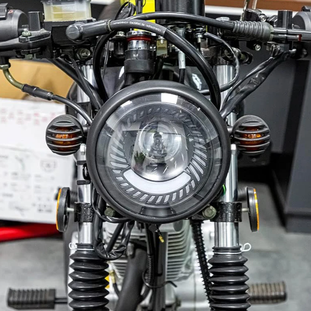 6.5-Inch Motorcycle Led Headlight Retro Round 12v 26w 6500k Led Headlamp With Bracket Kit Modified Parts