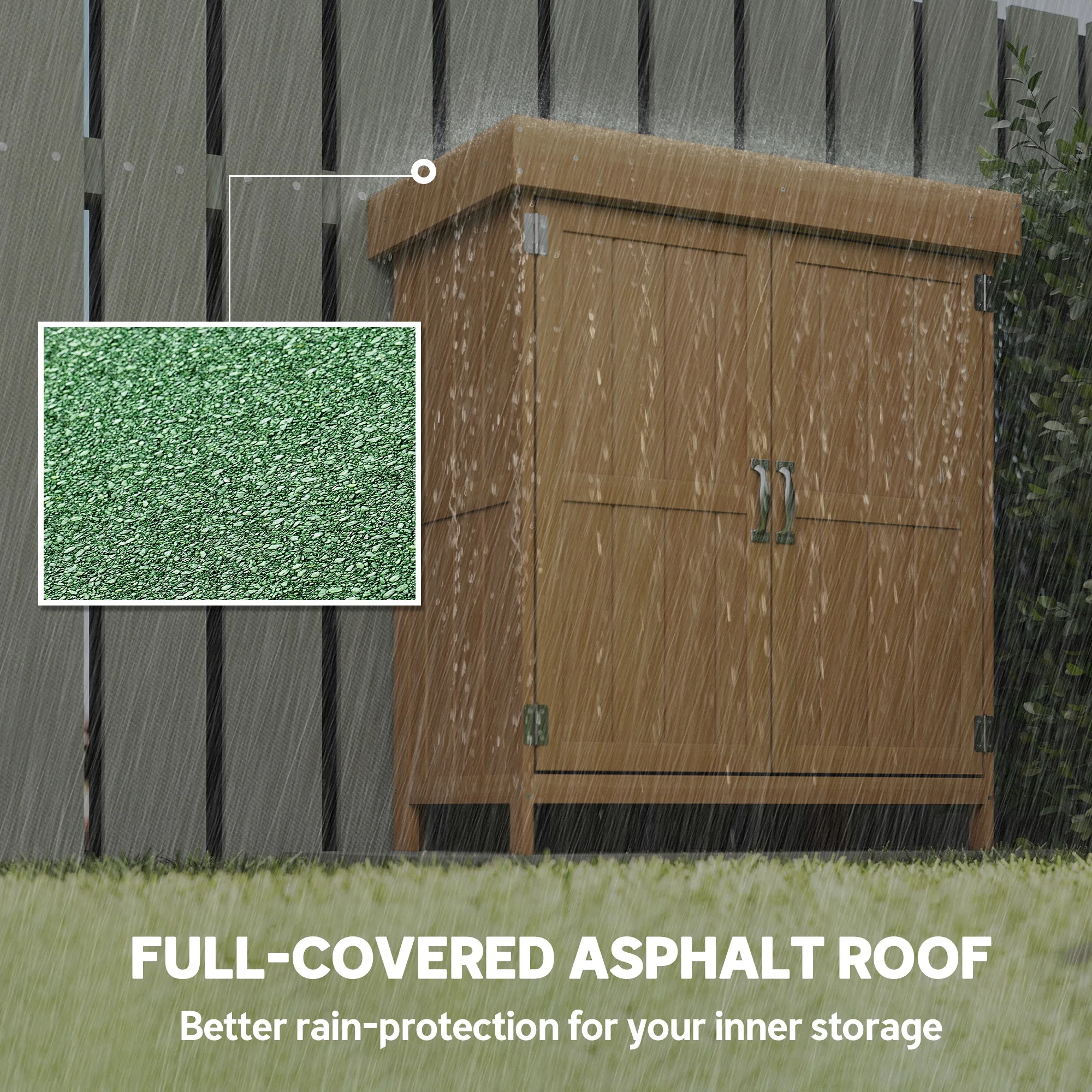 Outdoor Garden Storage Shed Tool Wooden Box W/ Hinged Roof 74X43X88Cm, Natural