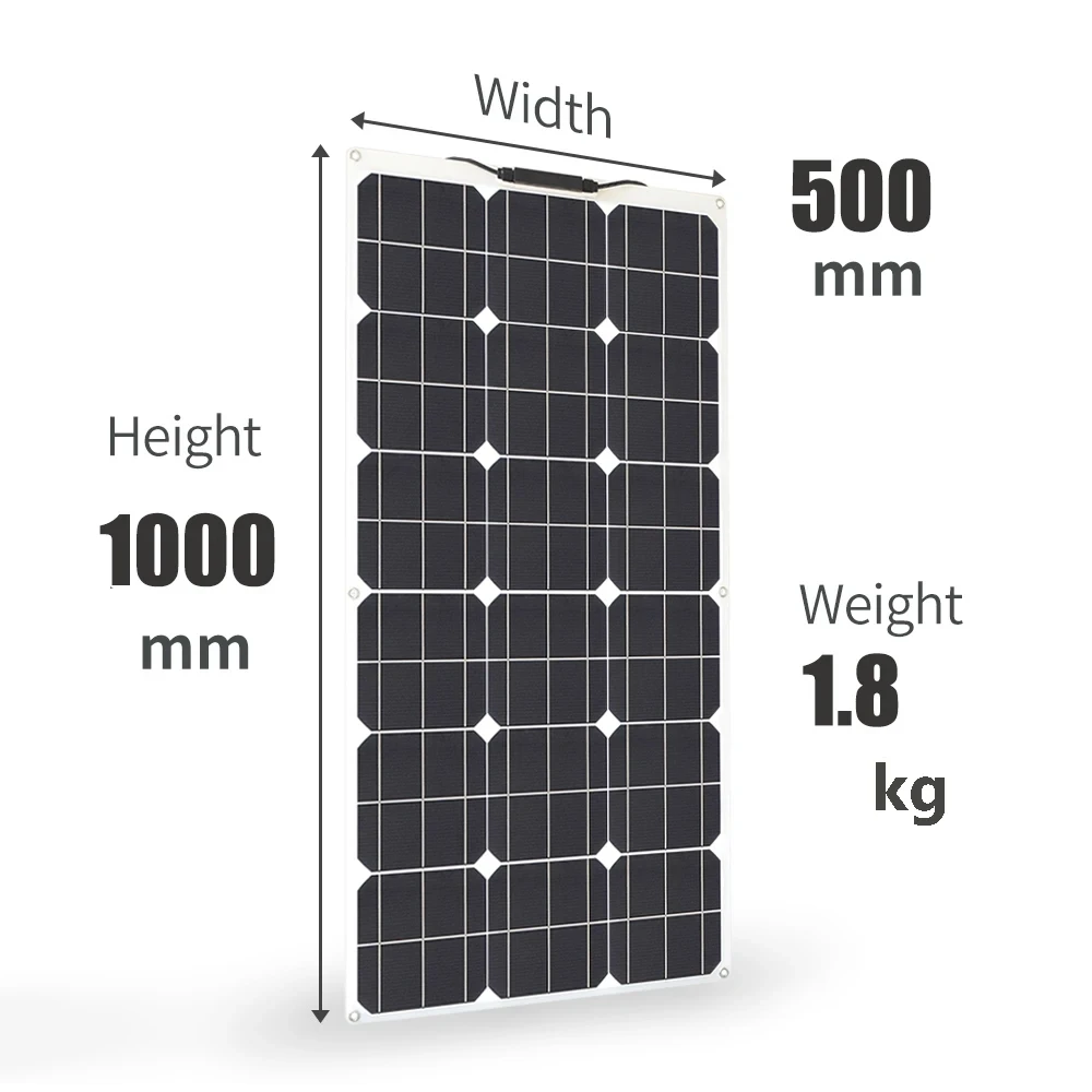 Photovoltaic Panel 150W 120W 100W 50W Flexible Solar Panel Aluminum Frame for Home Balcony Camper RV Car Boat Outdoor Travel