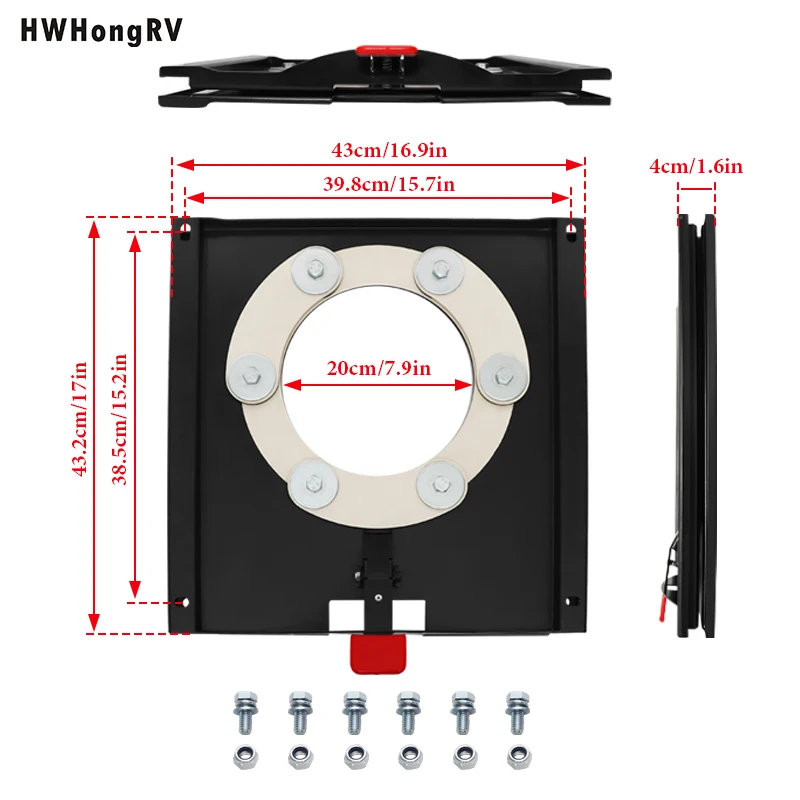 HWHONGRV Manual swivel base business car VW T5 T6 driver / passenger side swivel console for original seats
