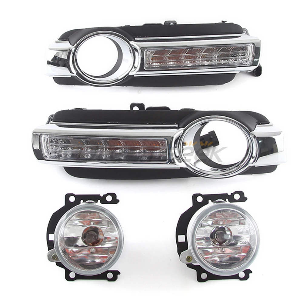 LED Daytime Running Light DRL & Fog Lamp Set for Mitsubishi Pajero Montero Shogun 2015-2020 Driving Turn Signal Light with Wires