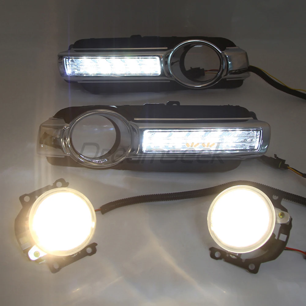 LED Daytime Running Light DRL & Fog Lamp Set for Mitsubishi Pajero Montero Shogun 2015-2020 Driving Turn Signal Light with Wires