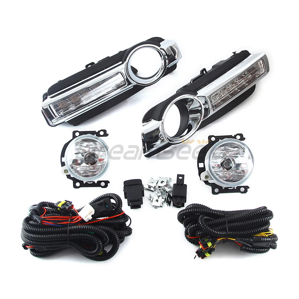 LED Daytime Running Light DRL & Fog Lamp Set for Mitsubishi Pajero Montero Shogun 2015-2020 Driving Turn Signal Light with Wires