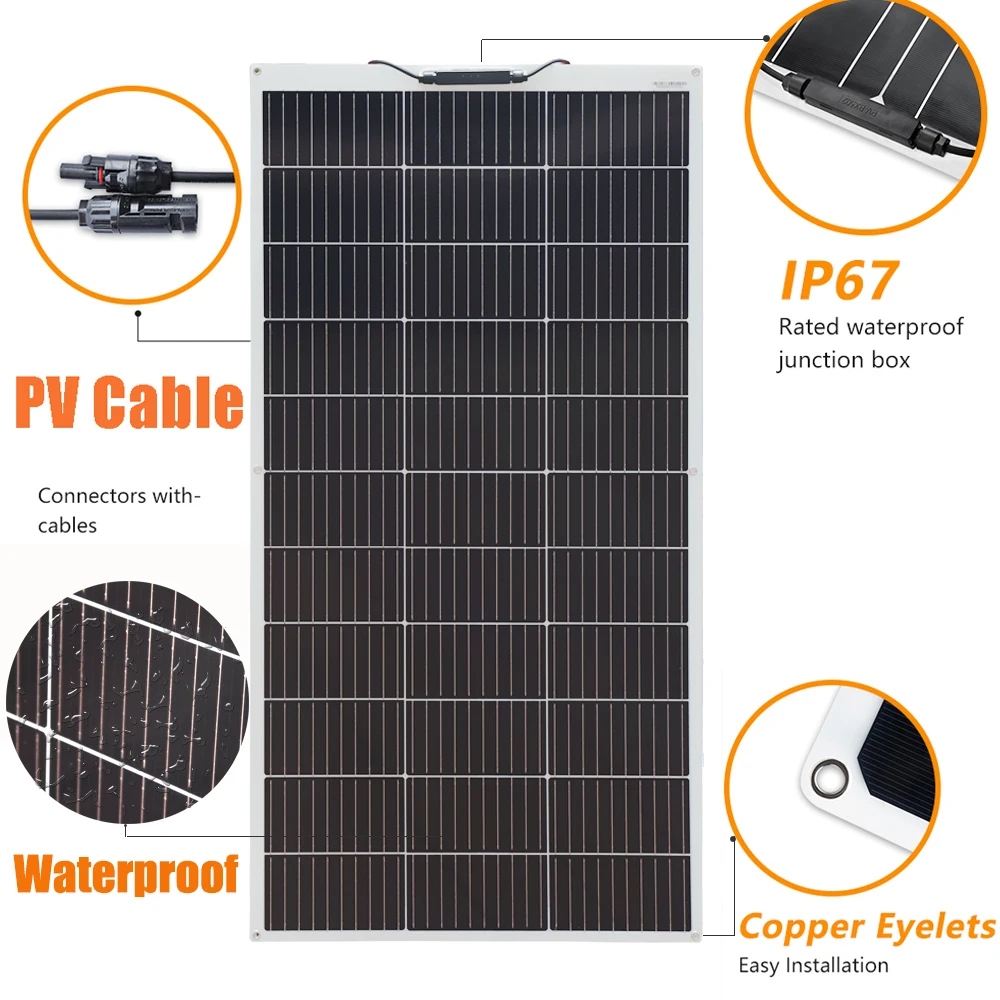 150W 300W 450W 600W Flexible Solar Panel 12V Solar Charging Panels Battery Charger Photovoltaic Panel for Home Balcony Camper RV
