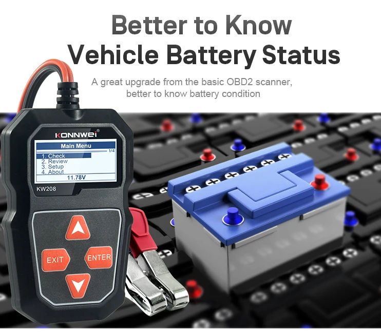 KONNWEI KW208 Car Battery Tester 12V 100 to 2000CCA Cranking Charging Circut Tester Battery Analyzer 12 Volts Battery Tools