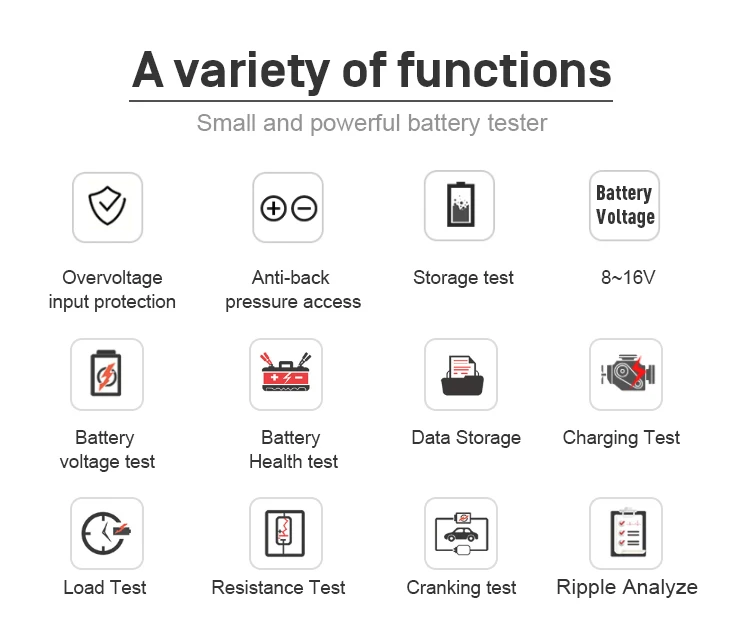 KONNWEI KW208 Car Battery Tester 12V 100 to 2000CCA Cranking Charging Circut Tester Battery Analyzer 12 Volts Battery Tools