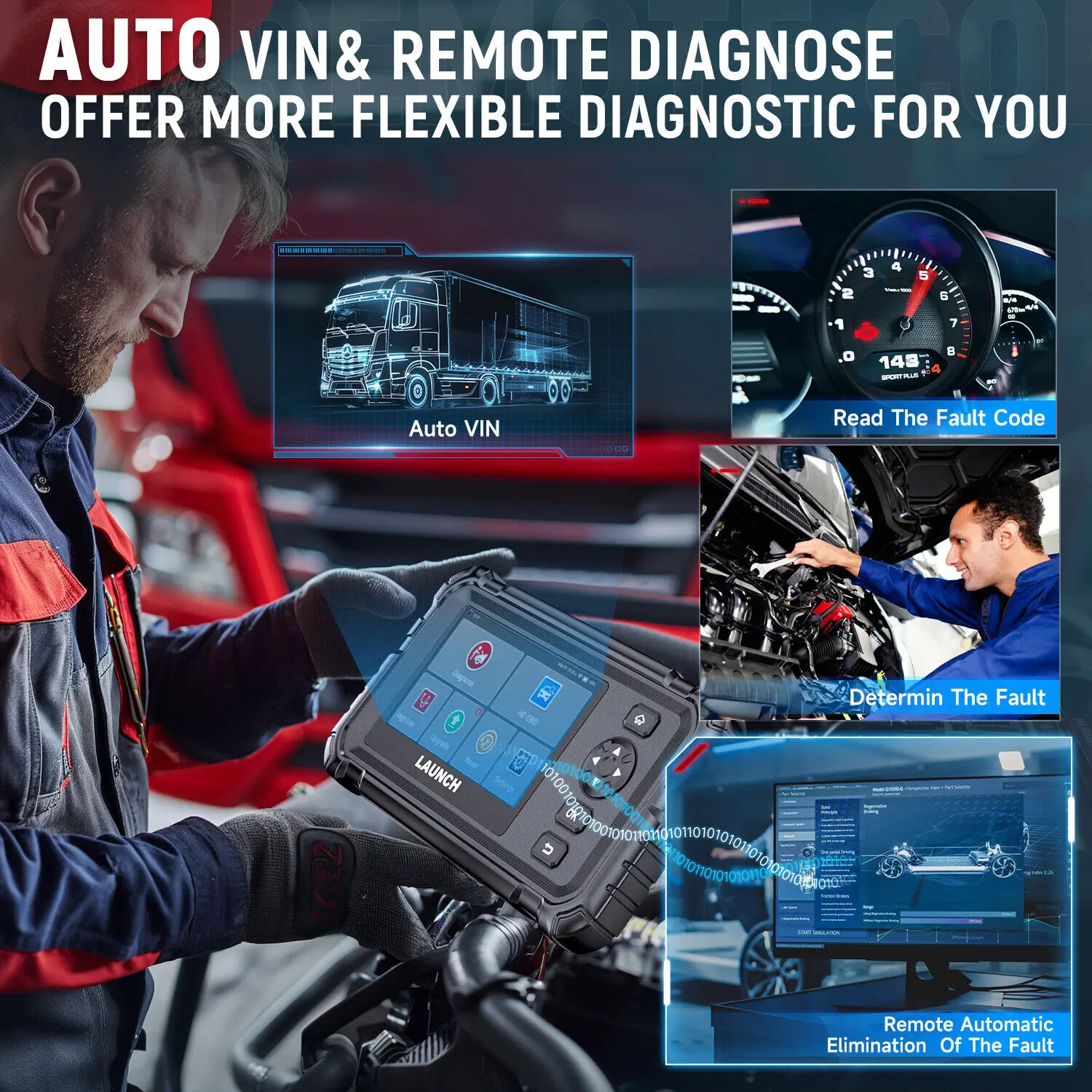 New LAUNCH CRP129HD Heavy Duty Truck Diesel Scanner Diagnostic Tool Oil DPF Reset Speed Limit Adjust Bi-directional Commercial