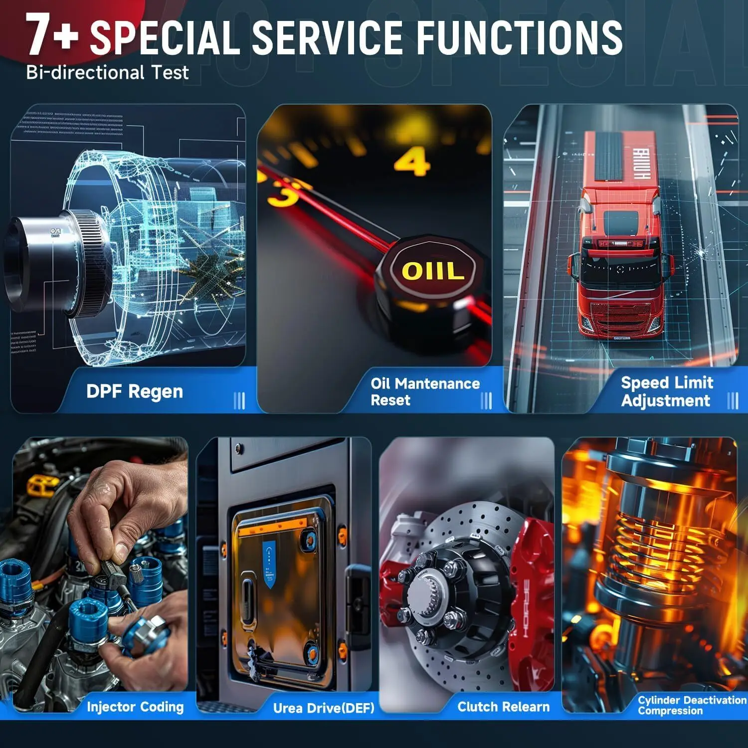 New LAUNCH CRP129HD Heavy Duty Truck Diesel Scanner Diagnostic Tool Oil DPF Reset Speed Limit Adjust Bi-directional Commercial
