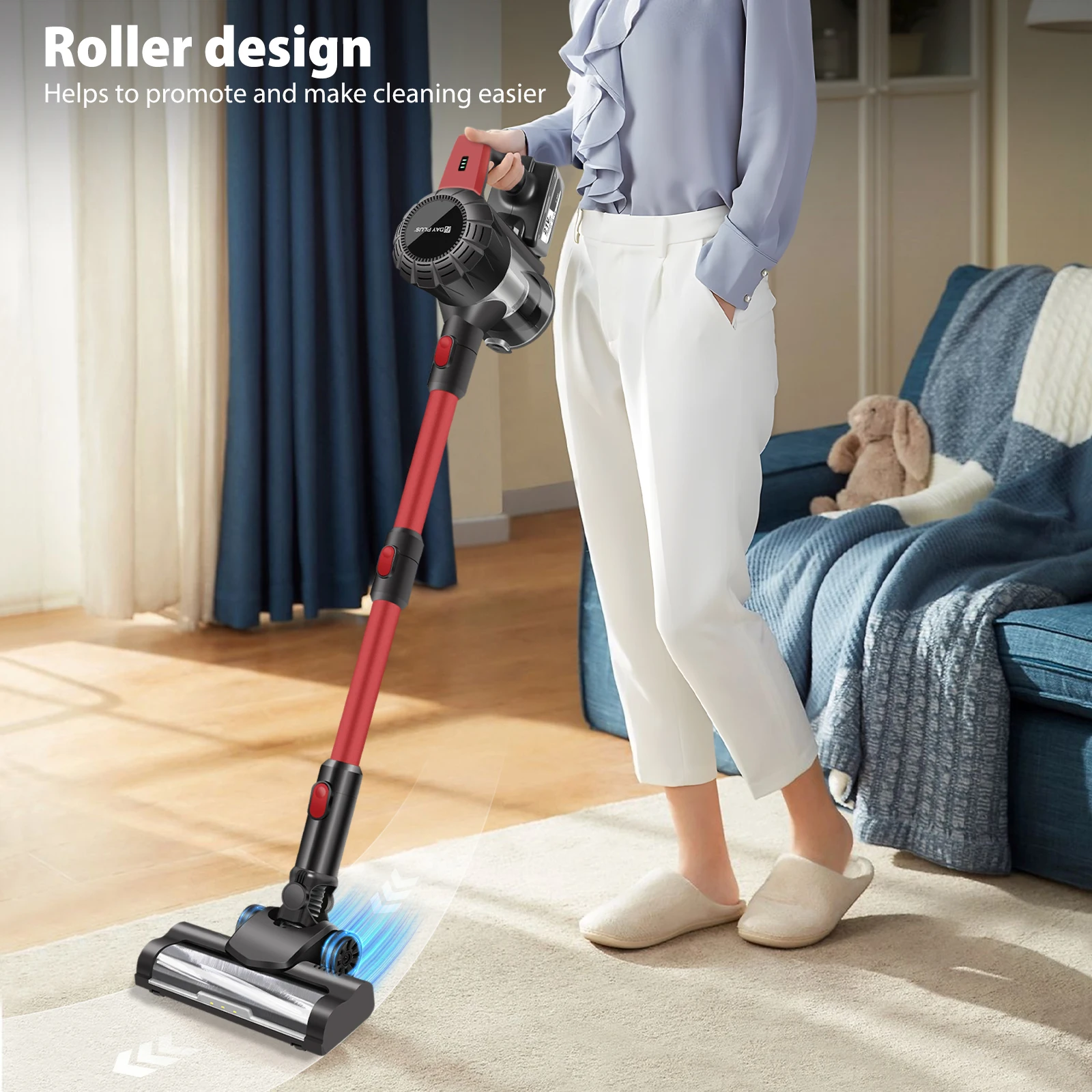 Cordless Stick Vacuum Cleaner,17000PA Cordless Vacuum Cleaner 8 in 1,Handheld Stick Vacuum with LED Light,3000mAh Battery