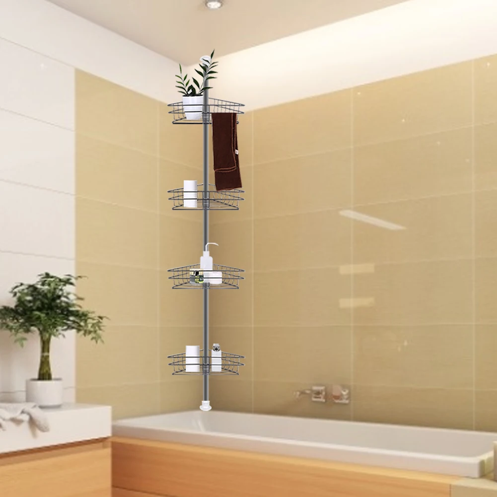 Voltsify 4 Tier Metal Corner Shower Shelf Wall Rack Organizer Bathroom Black