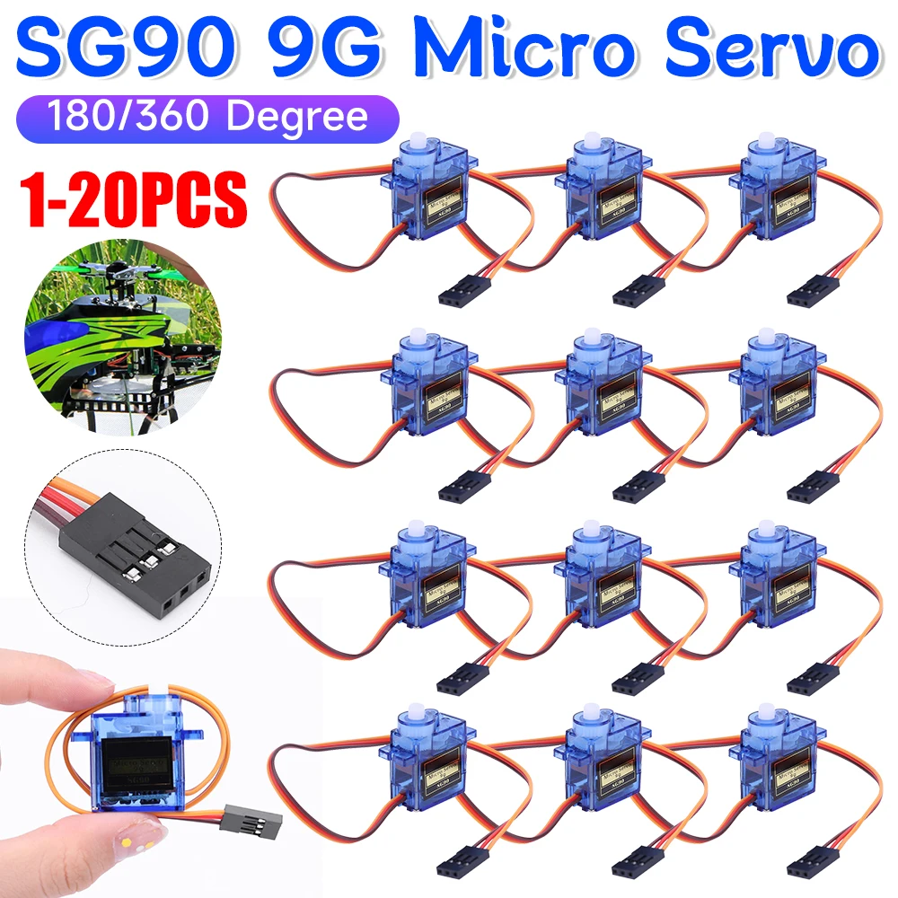 SG90 9G Micro Servo Motor for For RC Car Toy Airplane 180/360° Fixed Wing Micro Servo Motor for RC Helicopter Aircraft Airplane