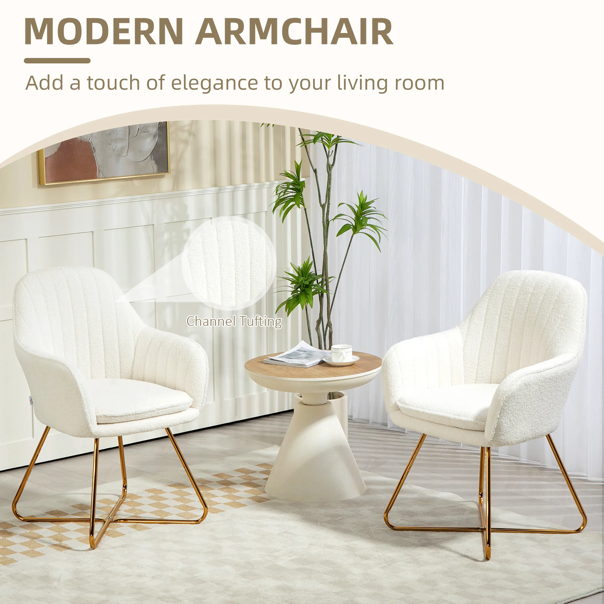 HOMCOM Accent Chair, Velvet Armchair with Lotus Backrest, Steel Legs