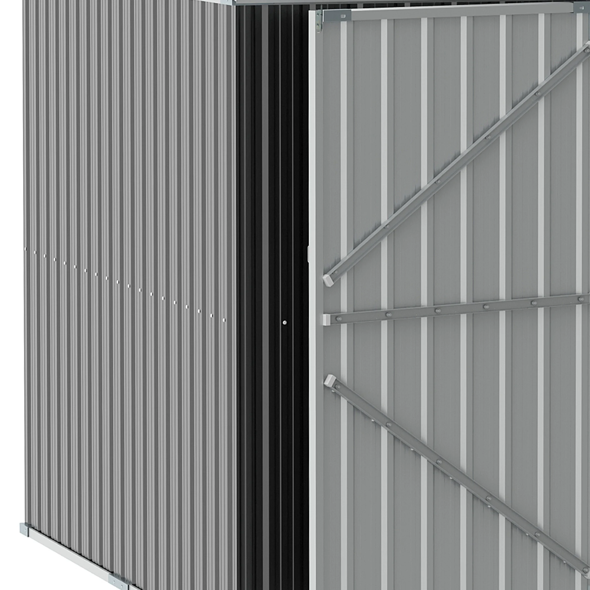 Outdoor Metal Garden Storage Shed W/ Lockable Door for Backyard Patio Lawn Gray