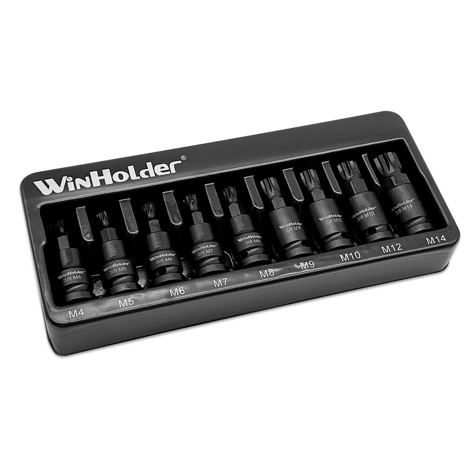 Impact Spline Bit Sockets Set 9pcs 3/8" Drive M4 - M5 - M6 - M7 - M8 - M9 - M10 - M12 - M14 Car Garage Tools Kit CR-V Steel