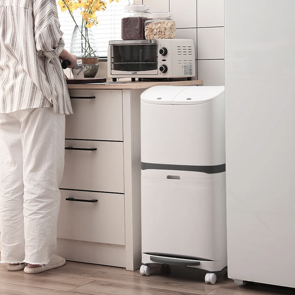 【Lifeideas】38L 2 Compartment Pedal Recycling Waste Bin for Kitchen
