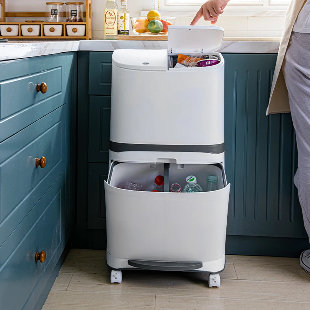 【Lifeideas】38L 2 Compartment Pedal Recycling Waste Bin for Kitchen