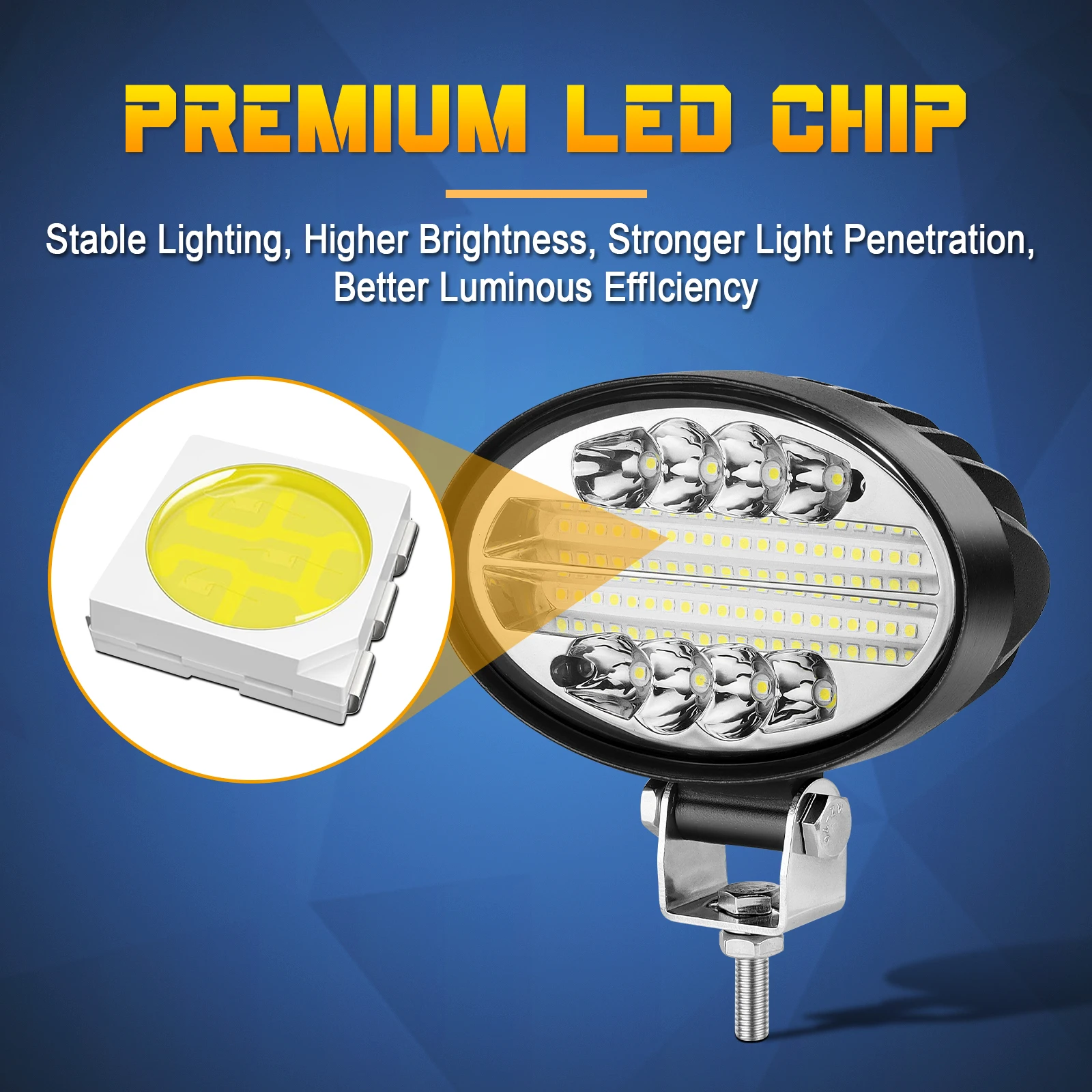5inch 20W LED Oval Work Light Car Lamp 12V 24V Spotlight Offroad Cab Headlight for Mining Crane Dump Truck Tractor Forklift ATV