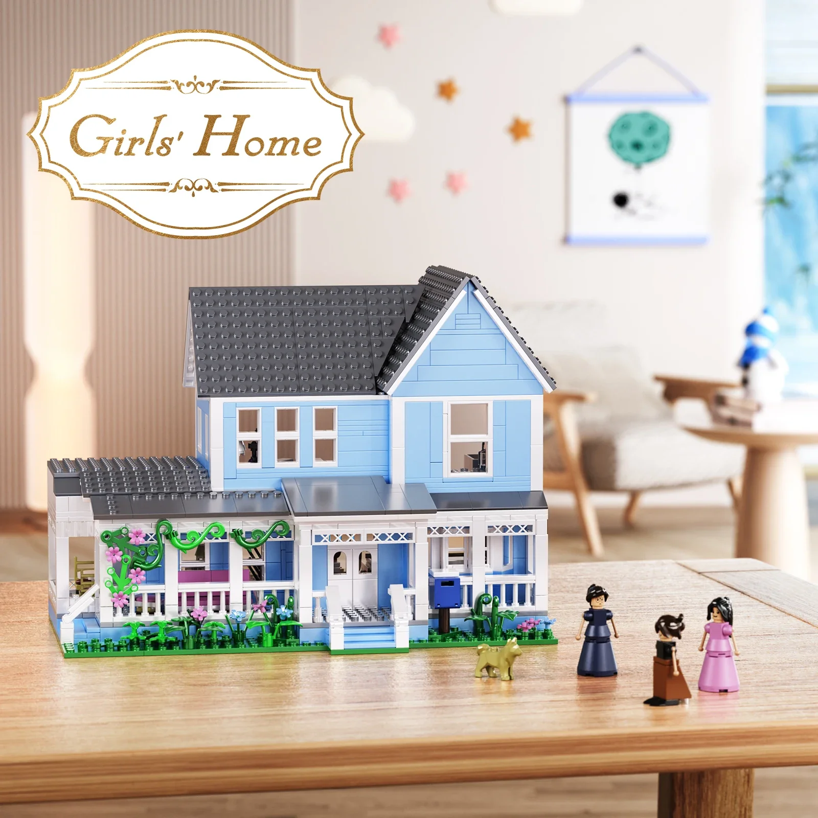 Lorelai Girls Movie House Building Block Girls Blue Palace Model Toys Ideas Hut Set Children Gifts (1107PCS)