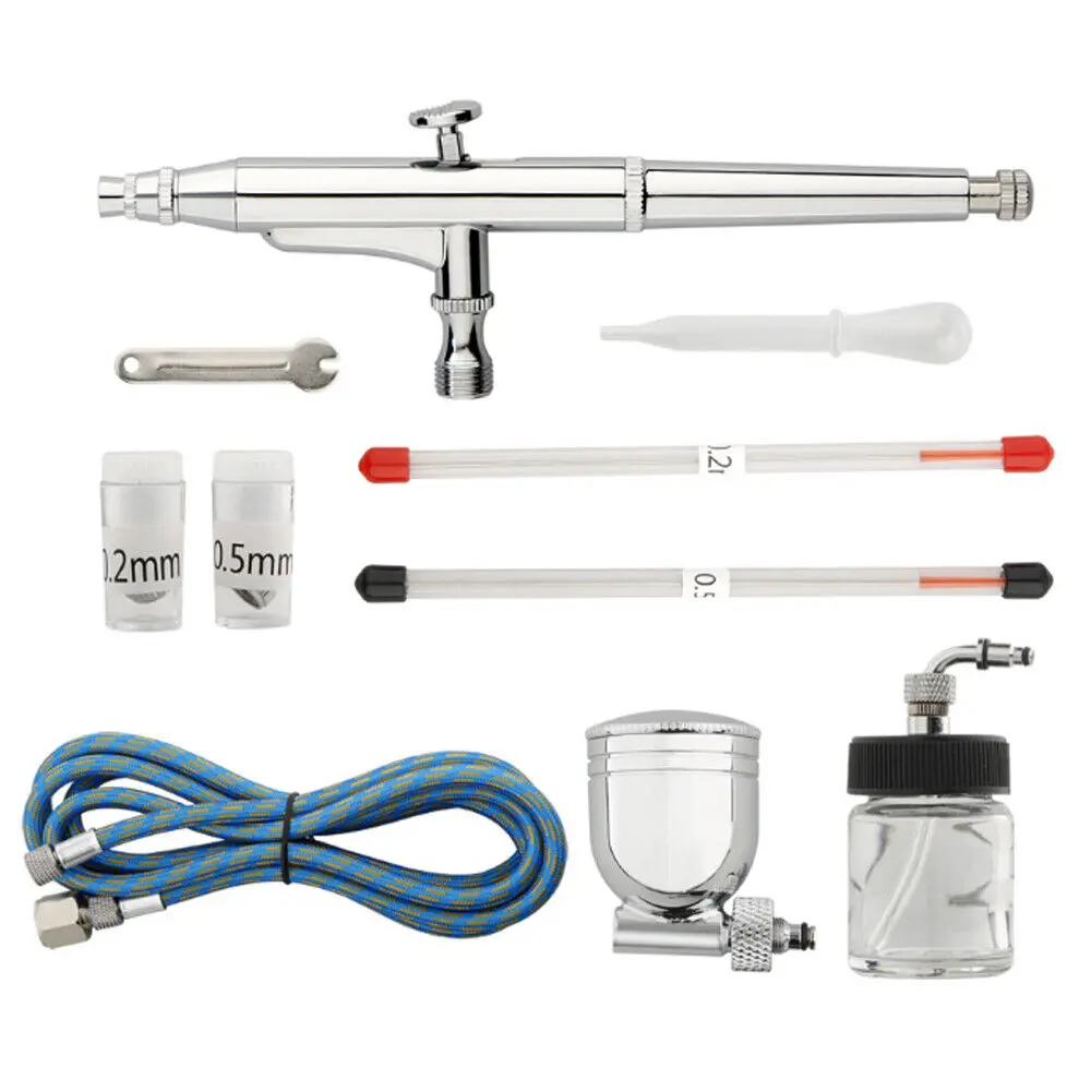 Art Car Painting Paint Art DIY Tool 0.2mm/0.3mm/0.5mm Double Action Airbrush Kit Air Brush Spray Gun Set