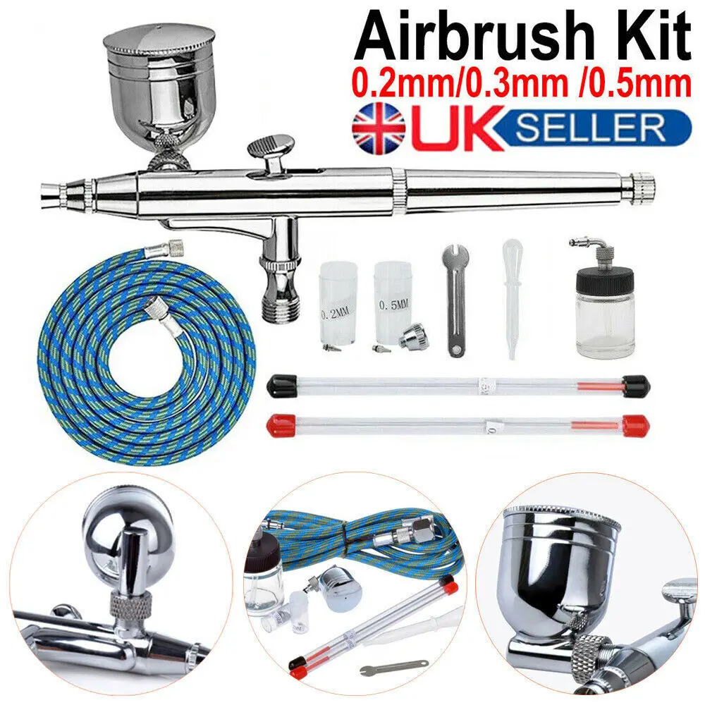 Art Car Painting Paint Art DIY Tool 0.2mm/0.3mm/0.5mm Double Action Airbrush Kit Air Brush Spray Gun Set