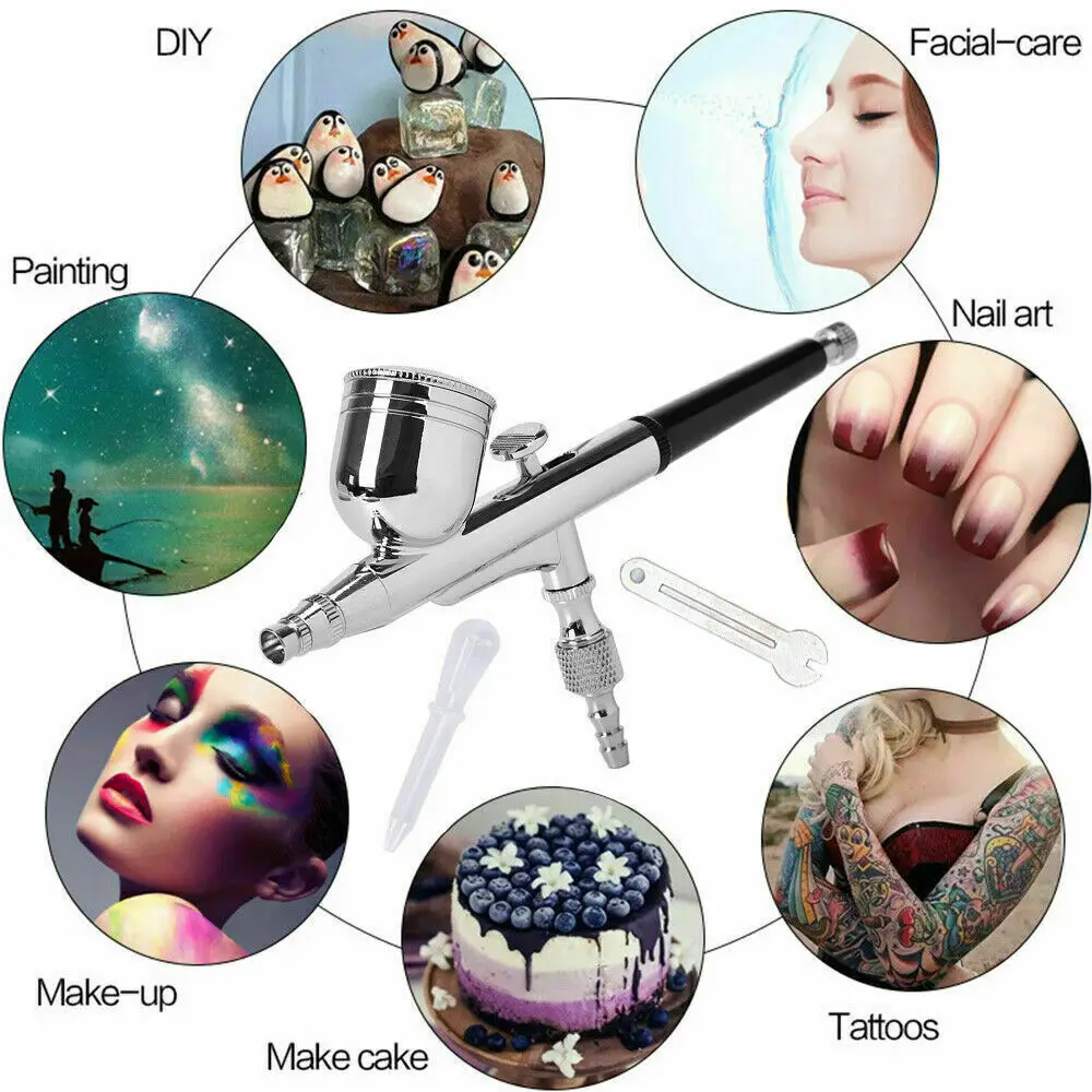 Art Car Painting Paint Art DIY Tool 0.2mm/0.3mm/0.5mm Double Action Airbrush Kit Air Brush Spray Gun Set