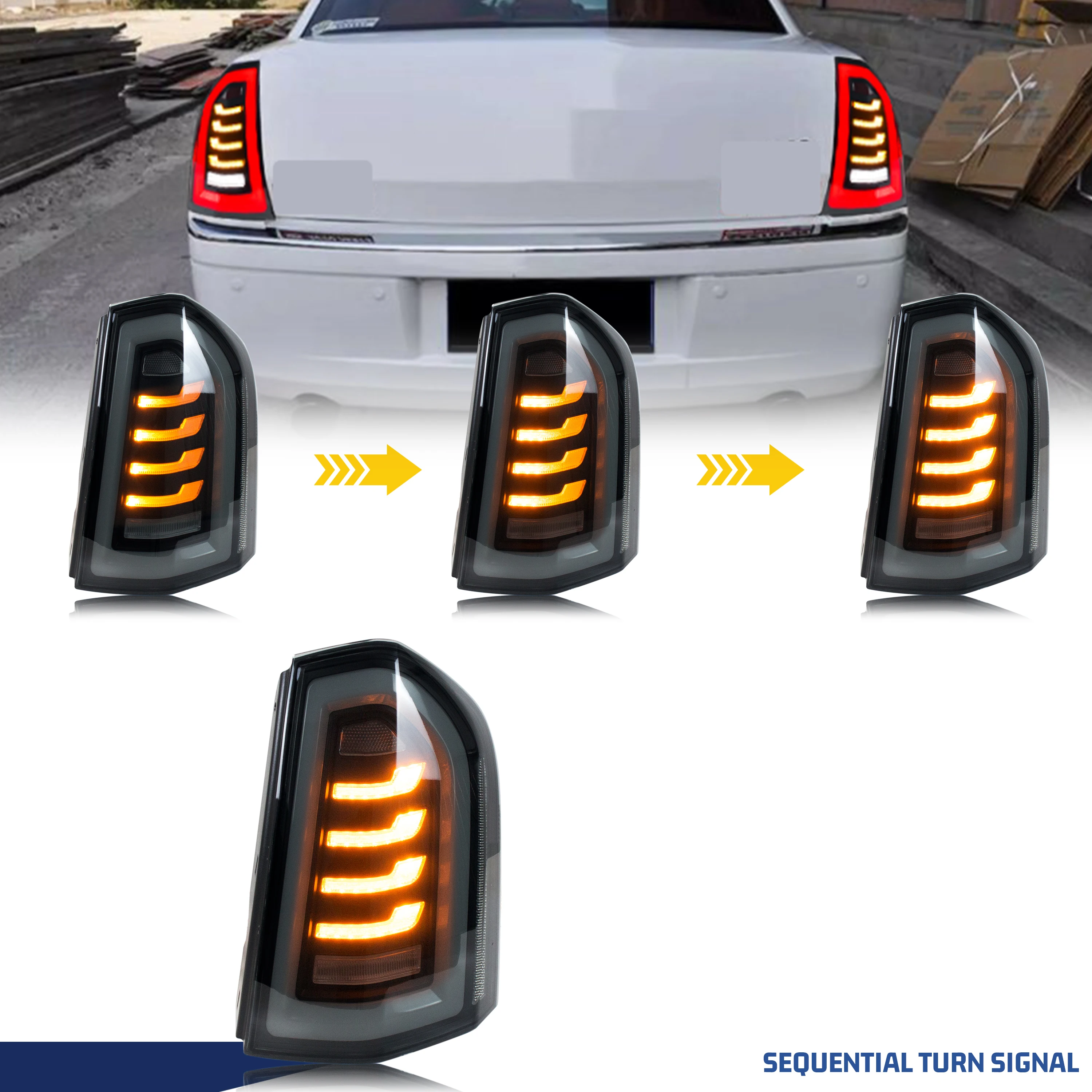 LED Tail Lights For Chrysler 300 300C 2011-2014 Rear Lamps Start-up Animation Sequential Turn Signal Accessory Assembly