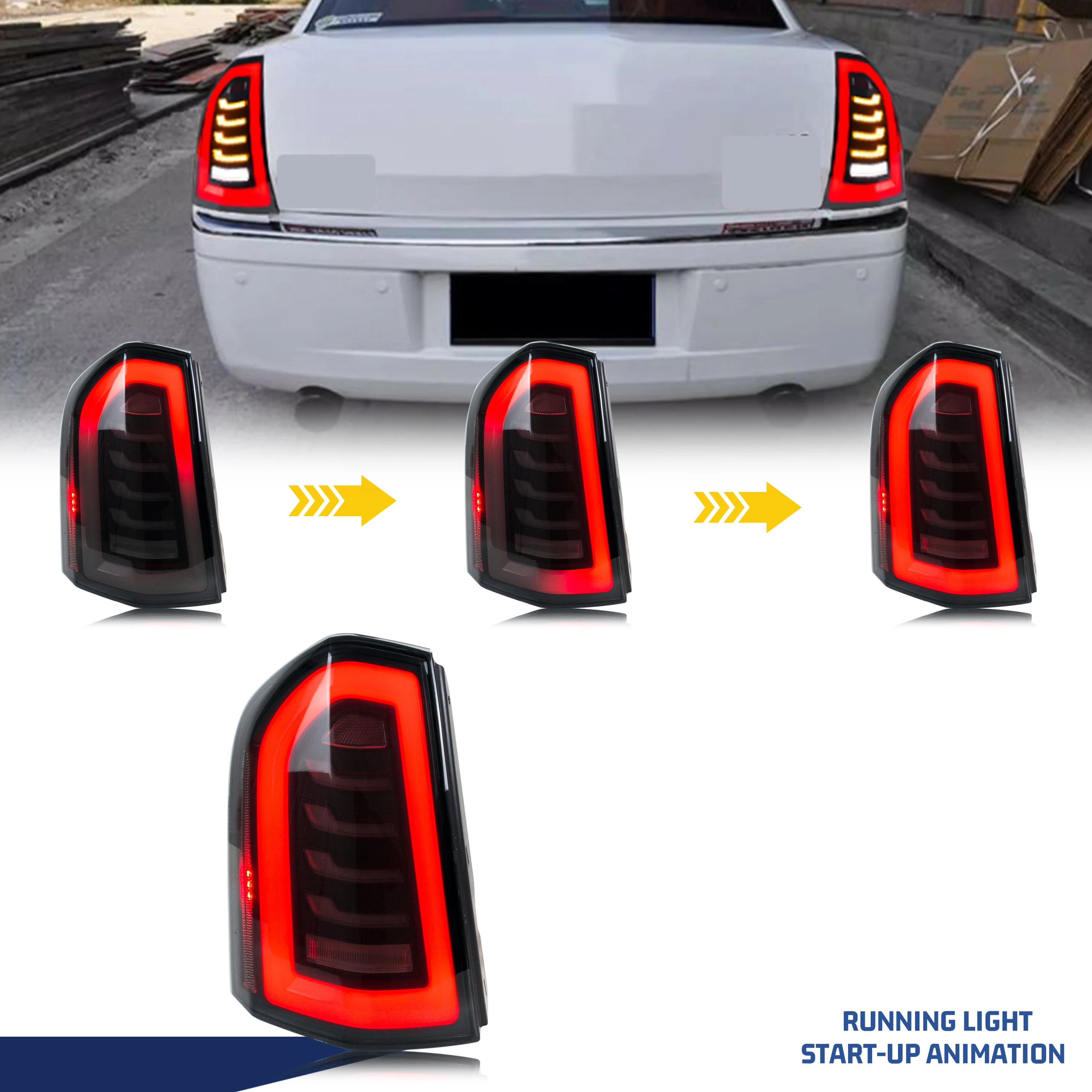 LED Tail Lights For Chrysler 300 300C 2011-2014 Rear Lamps Start-up Animation Sequential Turn Signal Accessory Assembly