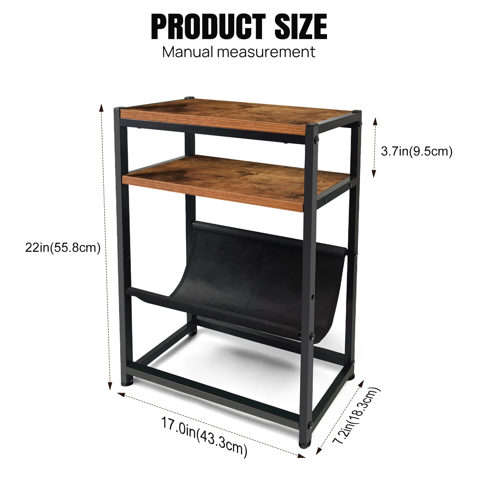 Small End Table for Small Spaces - Slim Side Table with Magazine Holder,2 in 1 Design Narrow End Table for Small Rooms, Bedroom